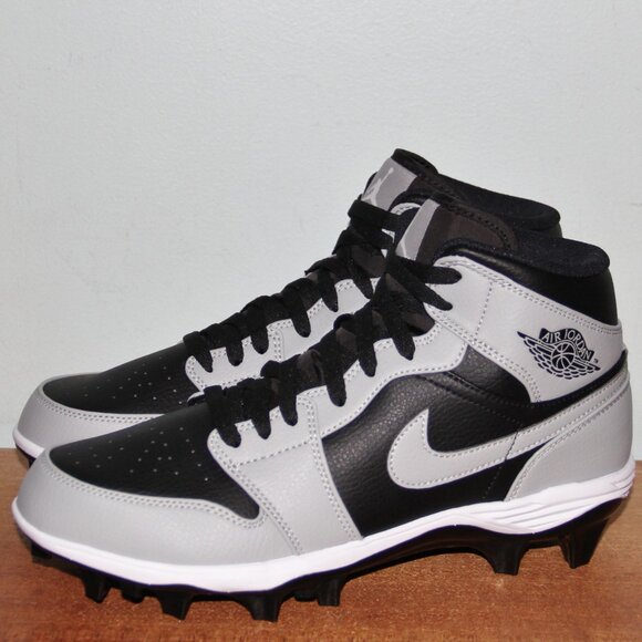 Jordan 1 Mid TD Shadow 2.0 Football Cleats Men 9.5 Black Grey